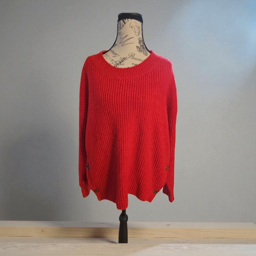New Directions Vibrant Red Crew Neck Sweater‎